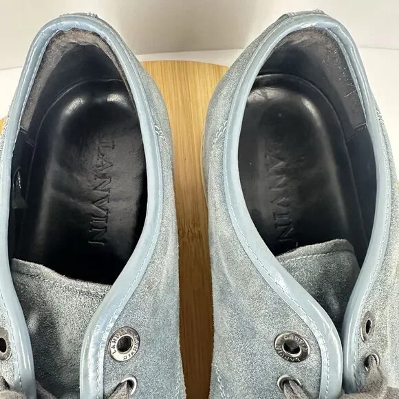 Lanvin DBB1 Suede And Patent Leather Sneakers Shoes Men's Size 12EU 13US Gray - Picture 12 of 15